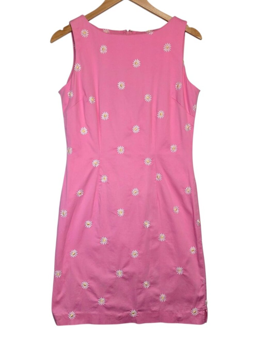 Vintage Y2K 90s Pink Daisy Embroidered Mini Dress Floral Preppy Gogo Hippie Boho